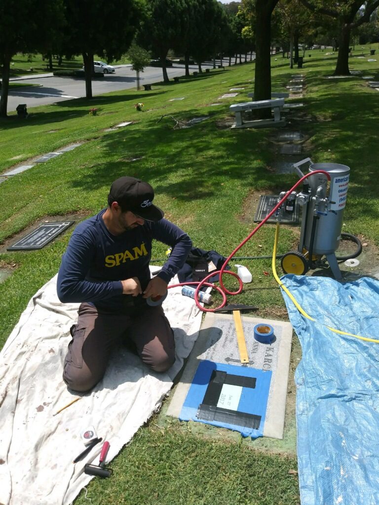 Inscribing dates to existing headstone